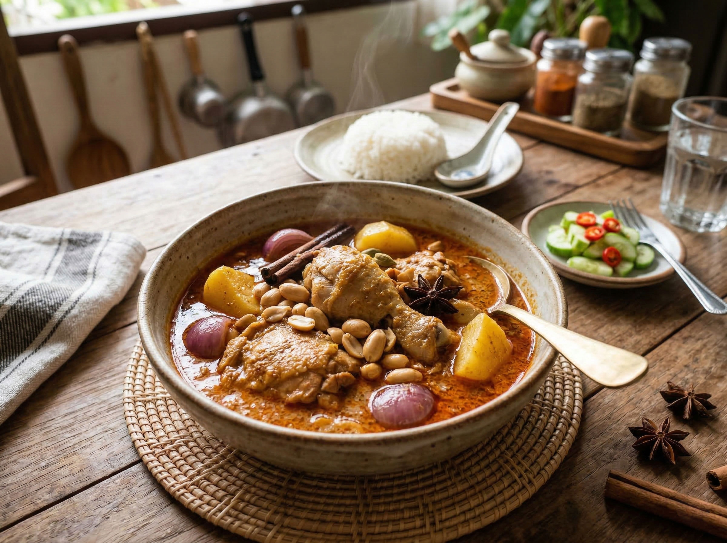 มัสมั่นไก่ – สูตรแกงไทย-มุสลิมหอมเครื่องเทศ